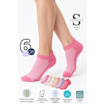 Socketta Kadın Bambu Dikişsiz 6'lı Karışık Renk Patik Çorap Premium Çok Renkli