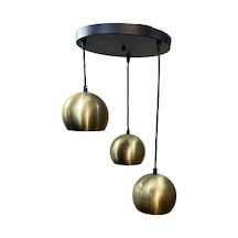 Rsylight Metal Modern Rustik Retro Eskitme Kaplama Yuvarlak 3 Lü Ledli Günışığı Ampullü Sarkıt Avize Siyah