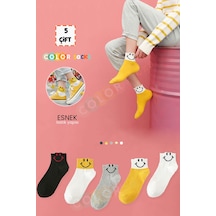 5'li Kadın Smile Yarım Konç Spor Patik Çorap Extra Soft KARIŞIK