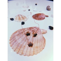 Gümüş Kraliçe Tacı Kolye Küpe Set