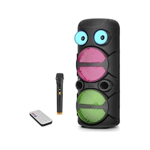Bluetooth Hoparlör Fm Radyo 2x8 Inç Usb Tf Aux Rgb Mikrofonlu Kumandalı - Siyah Jbr8809 Evimdeyokyok