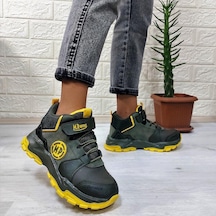 M.p One 3139 Haki - Sarı Fuspetli Cırtlı İçi Polar Erkek Çocuk Bot 001