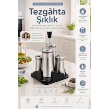 Inox 4lü Standlı Yağlık Sirkelik Tuzluk Biberlik Seti Endüstriyel Cam Salata Sosluk Takımı Paslanmaz Çelik 72348 Diğer