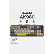 Ak980 3 Modlu Hot-swap Tft Ekranlı Mekanik Oyun Klavyesi-8.000 Mah Batarya Dinamik Rgb
