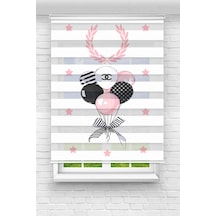 Perdecizade Enxboy Pembe Balonlar Dijital Baskılı Zebra Perde-cocuk Odası-stor Perde Renkli