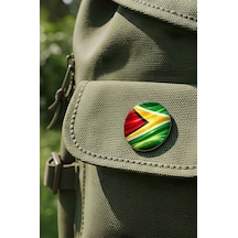 Guyana Guyana Abstract Ülke Bayraklı Buton Rozet - 44 MM 5 Adet Çok Renkli