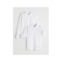 LC Waikiki Alıta Cıty Farkıyla Lcw Kids Beyaz Polo Yaka Erkek Çocuk Pike Tişört 2'li Beyaz - 924180520 Beyaz