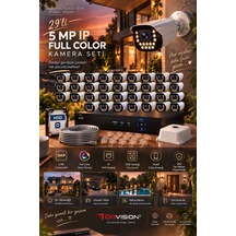 Go Vision 29'lu Güvenlik Ip Kamera Seti - 5mp Dış Mekan Kamera, 3.6mm Lens, H.265, Poe, Warm Led Gece Görüşlü