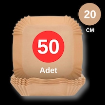 50 Adet Air Fryer Pişirme Kağıdı Tek Kullanımlık Yağ Geçirmez Yapışmaz Kare Tabak Model 20 Cm