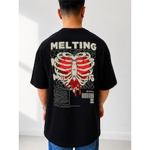 525 Oversize Sırt Baskılı Streetwear Unisex T-shirt Meltings Siyah