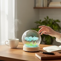 Kişiye Özel Led Işıklı Lale Cam Fanus