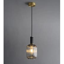 Rsylight Rustik Dekoratif Metal Modern Siyah Füme Opal Camlı Tekli Avize-rys9019090