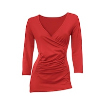 Bulalgiy Kadın Kırmızı 3/4 Kollu Tişört - Bga805214 Kirmizi