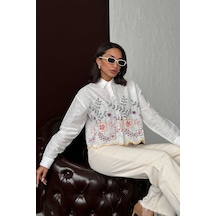 Verymoda Nakışlı Kadın Gömlek Boho, Şık - F1937 Sarı Dsn2