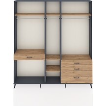 Arges Dolap 7 Raflı 4 Çekmeceli 3 Askılı 220x30x243 Antrasit-çam/çam Atlas Çam/atlas Çam