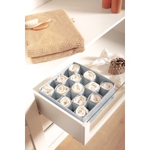 Serstil 25 Gözlü Çekmece İçi Dolap Çorap / İç Çamaşırı Katlanabilir Düzenleyici Organizer Kutu 28x28x12 Cm Martı Gri