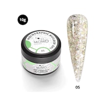 Momo Professional Holographic Builder Gel Nail Art İçin Protez Tırnak Jeli No.05 Glitter Yeşil Simli 10 Gr