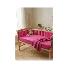 70x140 - %100 Pamuk Organik Bebek Fuşya Penbe Lastikli Çarşaf-yumuşak Antialerjik Pembe - 871126336