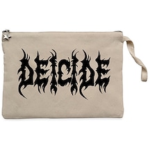 Deicide Logo Krem Clutch Astarlı Cüzdan / El Çantası