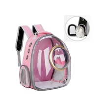 Uzay Kapsülü Pet Çanta Panoramik Şeffaf Kedi Dışarı Çıkmak Kapaklı Taşınabilir Nefes Alabilir Sırt Çantası Pembe