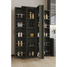 Aeka Ae-3083 Hazal Çok Amaçlı Mutfak Dolabı 3 Kapaklı 15 Raflı Kiler Dolabı Modern Tasarım 170x138x77,5 Antrasit/gri