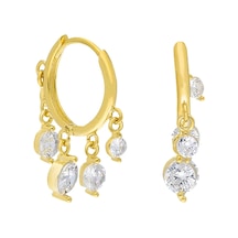 Zirkon Taşlı Halka Küpe 718896 Gold Gümüş