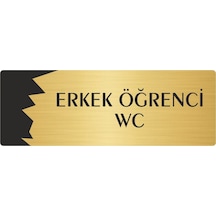 Metal Departman Kapı İsimliği, Yönlendirme Levhası Erkek Öğrenci Wc 7x20 Cm Altın Renk