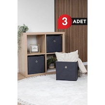 3'lü Dolap Içi Çamaşır Oyuncak Düzenleyici Kapaksız Saklama Kutusu Organizer 30x30x30 Gri-beyaz