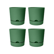 Begonya Saksı Tabaklı Drenajlı Mat Plastik Çiçek Saksısı 4 Adet, 3,3 Litre, 18cm, Yeşil Diğer
