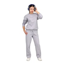 Erdem Kıds Unisex Kız-erkek Çocuk 3 İplik Şardonlu Pamuklu Basic Bisiklet Yaka Okul Eşofman Takımı Gri Gri