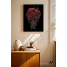 Death Note Elma Anime Poster, Siyah Çerçeveli Duvar Tablosu - Anime Severlere Özel Hediye