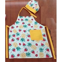 Şapkalı Mutfak Önlüğü, Aşçı Önlüğü Seti Yetişkinler İçin -sarı A