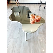 Fawdecor Aynalı Masif Ahşap Orta Sehpa - 80 X 50 Cm Beyaz