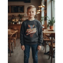 Zekids Erkek Çocuk Chicago Bulls Yazılı Tasarım Sweatshirt-16396 Füme