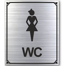 Wc Bayan Tuvalet Kapı Duvar Uyarı - Yönlendirme Levhası Gümüş (537905006)
