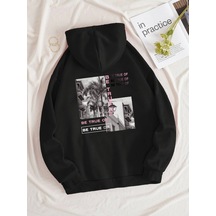 Startmore Harajuka Sokakt Yazılı Grafik Sweat Siyah Siyah