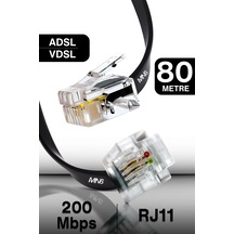 Mn207fs Telefon Hat Kablosu 80 Metre/2 Telli-flat-rj11 Kablo/kutu Modem Dsl Adsl Vdsl Kablosu 80 M