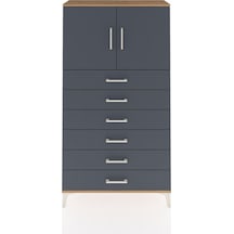 Arges Dolap 2 Raflı 6 Çekmeceli 2 Kapaklı 88x30x163 Çam-antrasit Çam
