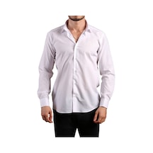 Dicotto Beyaz Dar Kesim Slim Fit Uzun Kol Düz Renk Erkek Gömlek - 151-1 001