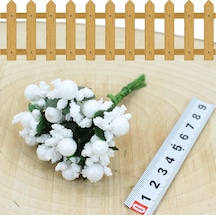 Yapay Çiçek, 12 Adetli Tomurcuk Cipso Demeti -  10 cm, Beyaz