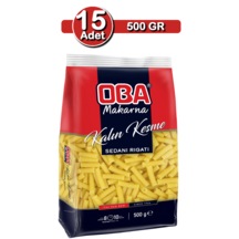 Oba Kalın Kesme Makarna 500 G X 15 Adet Aile Boyu Stok Paketi