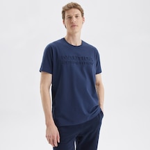 Nautica Erkek Lacivert Standart Fit Baskılı T-shirt Baskılı V35010t Lacivert