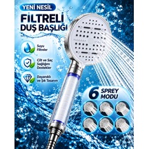 Modern Tasarımlı 6 Modlu Filtreli Duş Başlığı Büyük Panel Metalik Beyaz Duş Atı Çok Renkli