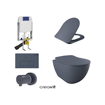 Creavit Gr5001- Fe320 5 Parça Basalt Mat Asma Klozet Gömme Rezerv
