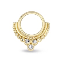 Top Toplu Üç Taşlı Altın Helix Piercing