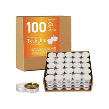 Kokusuz Tealight Mumlar - 100'lü Paket Tealight Mumlar - 4+ Saat Yanma Süresi - Avuç Mumu, Temiz Yanan Beyaz Adak Dum Çok Renkli