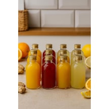 12 Adet Şeffaf Cam Shot Şişesi Sızdırmaz Gold Metal Kapaklı Kolonya Koku Süs Çok Amaçlı Şişe 100ml Çok Renkli
