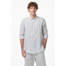 Nautica Erkek Yeşil Regular Fit Çizgili Keten Gömlek-15326 Nautica Erkek Yeşil Regular Fit Çizgili Keten Gömlek-15326