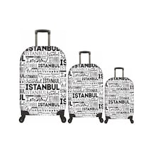 My Saraciye My 79 İstanbul Valizler İçin Kılıf Seti Kabin Orta Ve Büyük Beyaz
