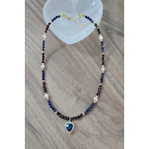 Gerçek Somon İnci, 3 Mm Faset Lal, Lapis Lazuli Doğaltyaş Kolye Çok Renkli
